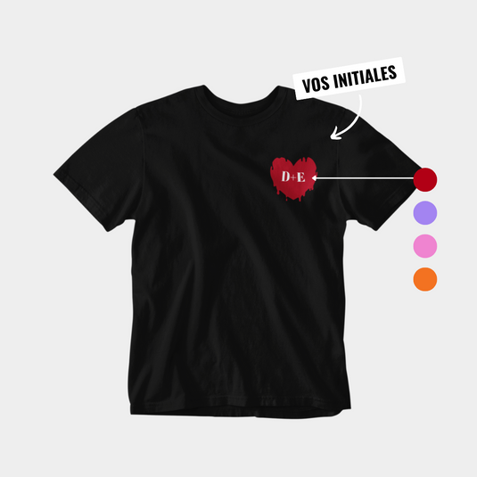 T-shirt personnalisé cœur avec initiales